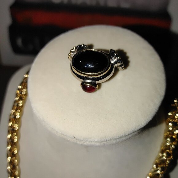 Joseph Esposito Snap Woven Chain Necklace Detachable Pendant Gold Tone Black Red - Picture 15 of 16